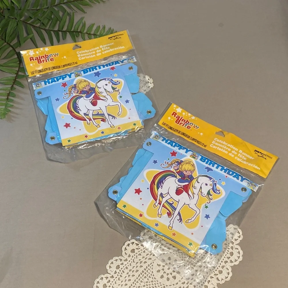 Vintage Rainbow Brite Happy Birthday Banner Set